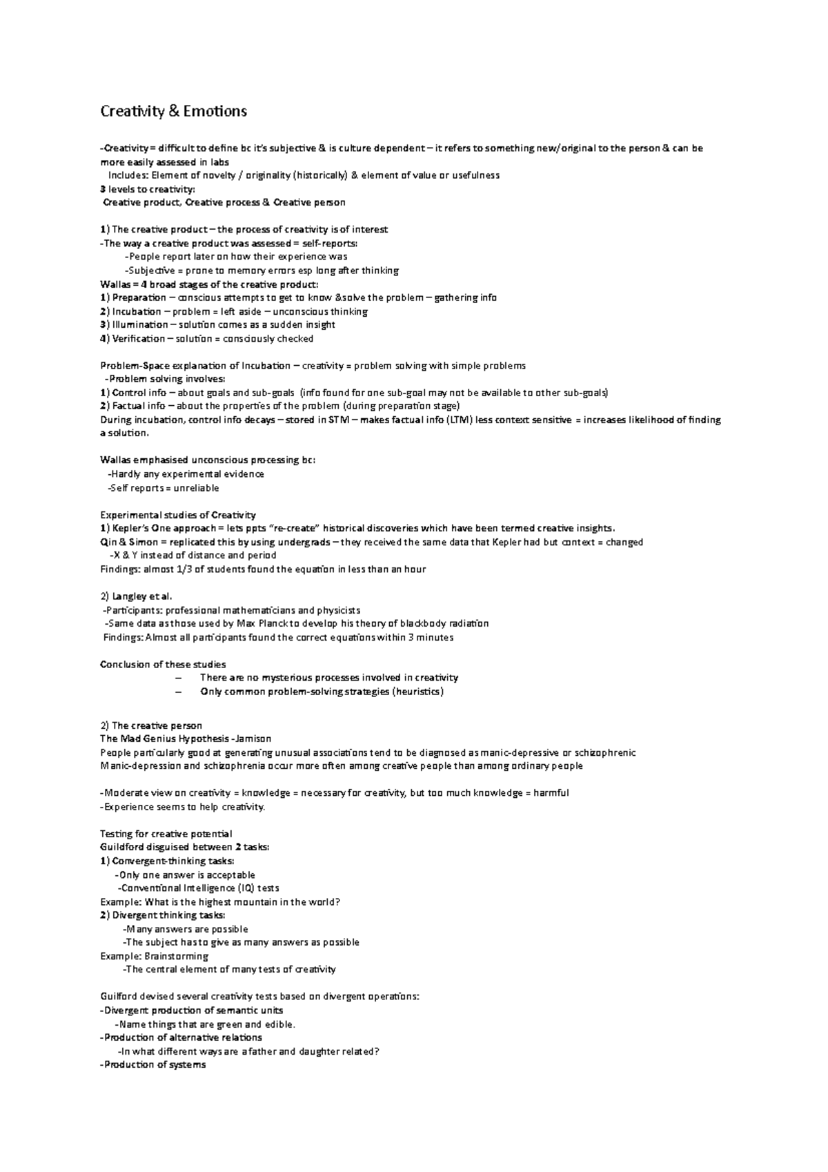 Creativity & emotions - Creativity & Emotions Creativity = difficult to ...