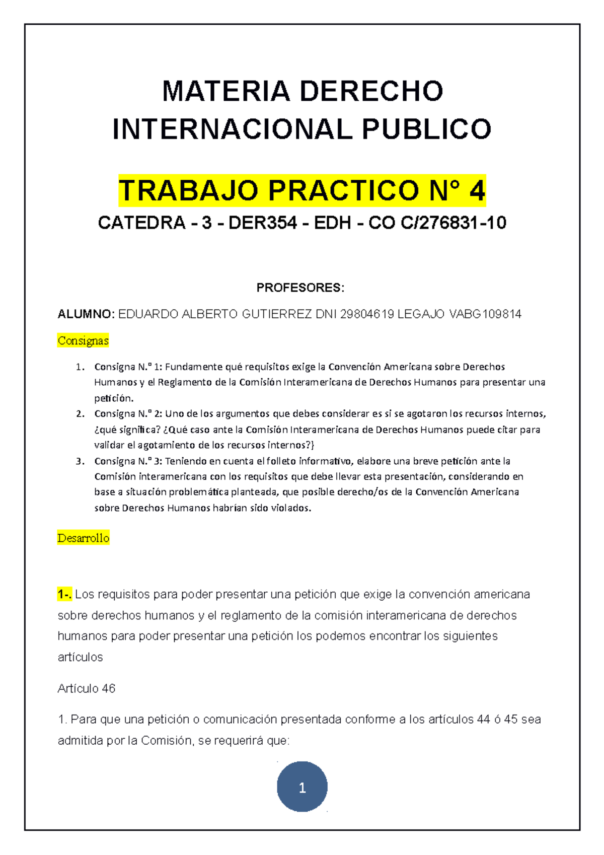 Tp Internacional Publico Aprobado Materia Derecho Internacional Publico Trabajo Practico N