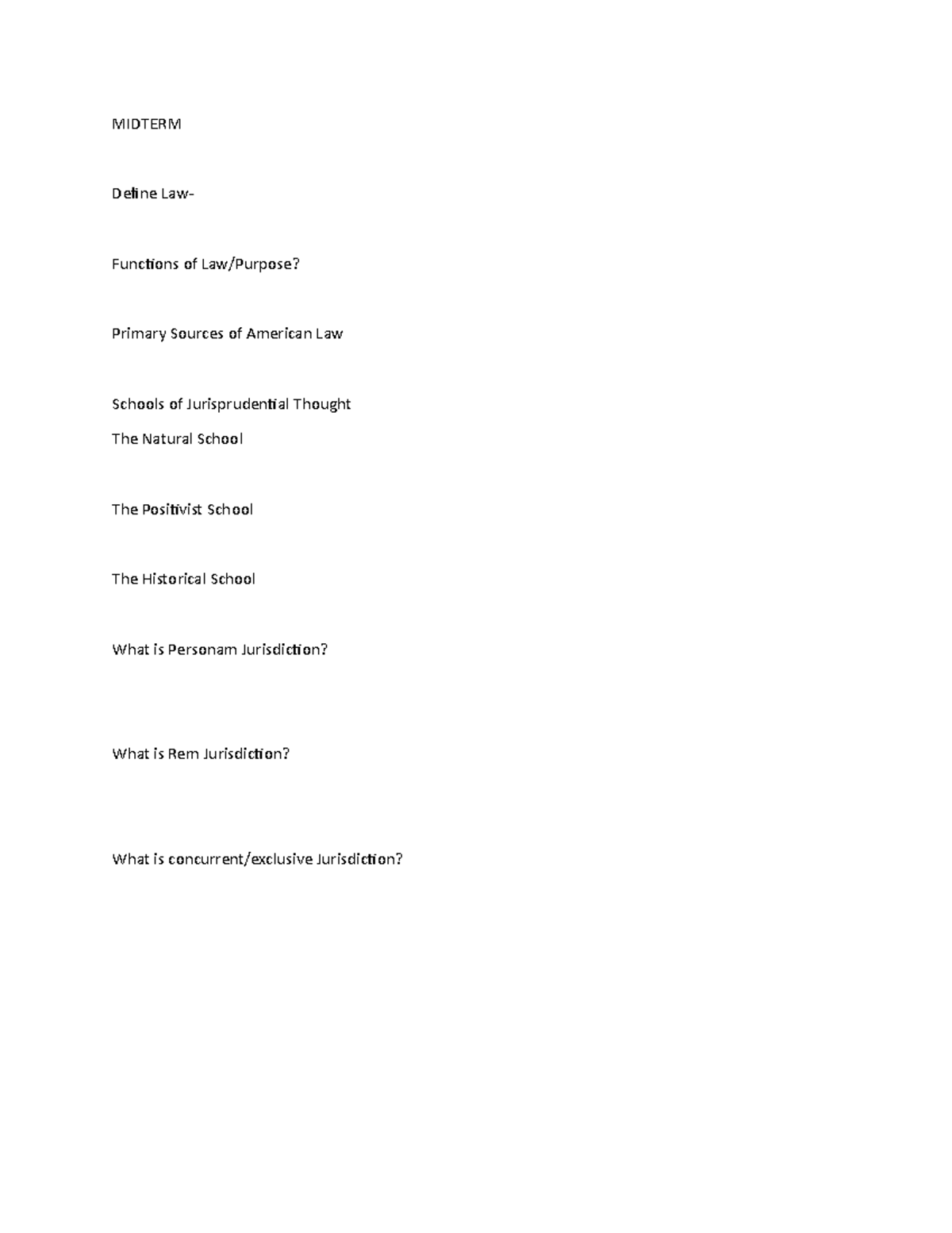 Law Ethics and Acctg Midterm Study Guide MIDTERM Define Law