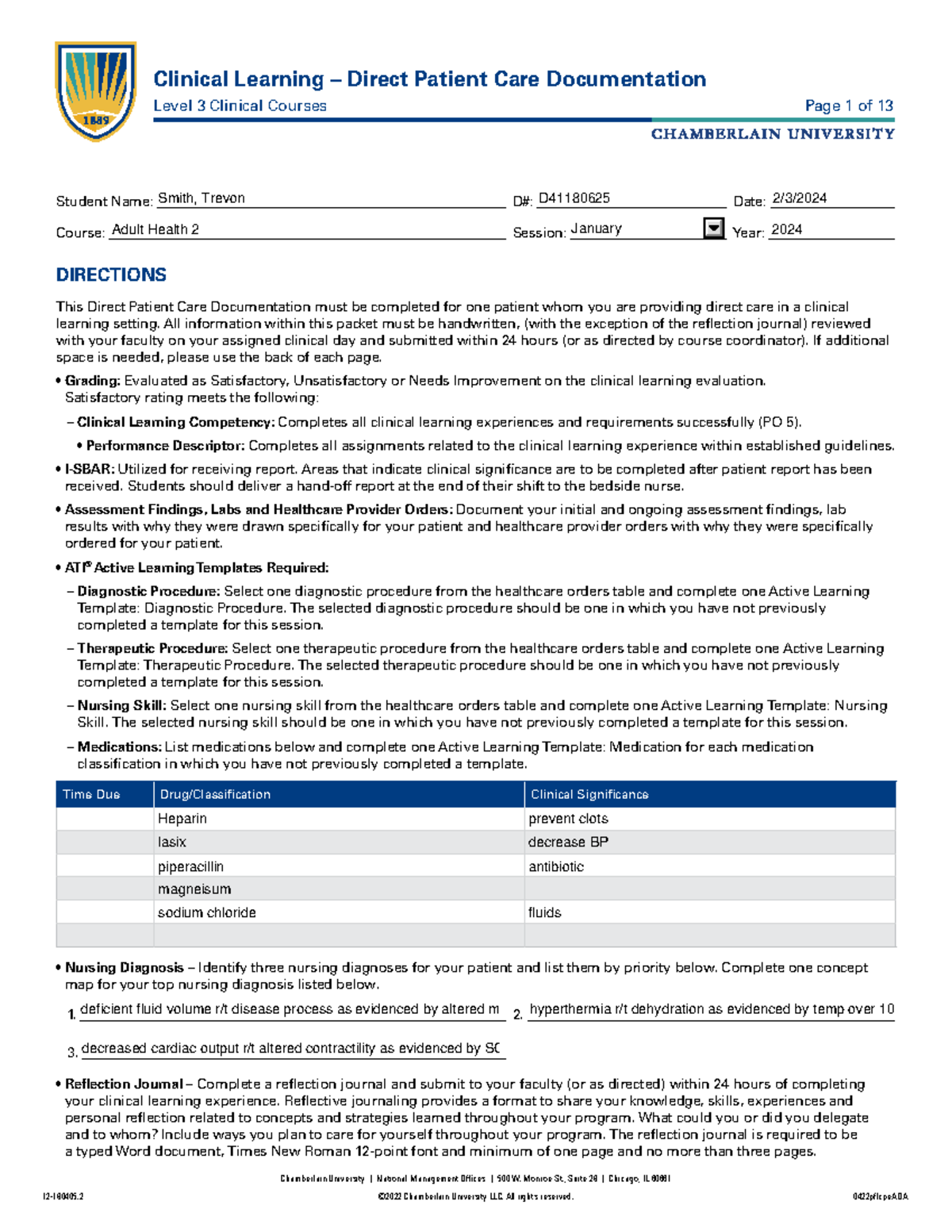 Pcd 2 adult health - pcd - Chamberlain University | National Management ...