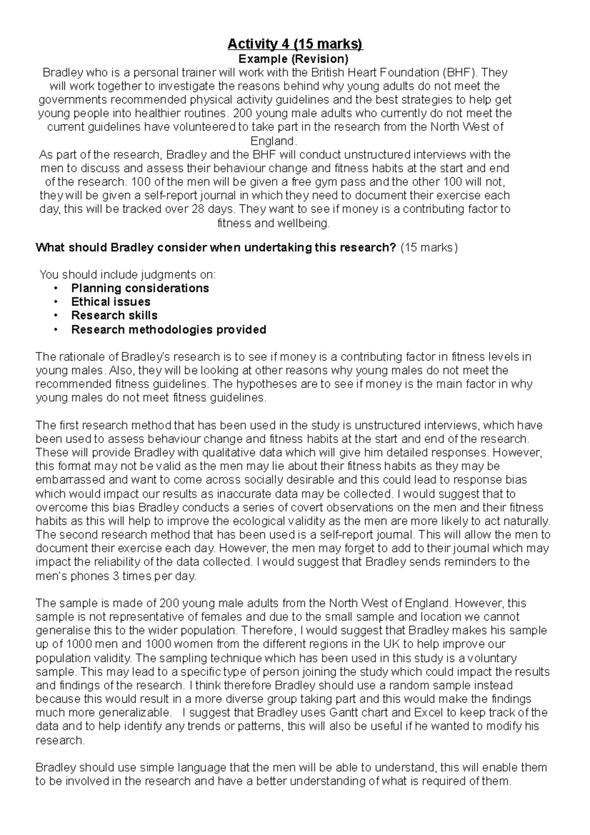 Question 4 Exam Example (Unit 4) - Activity 4 (15 marks) Example ...
