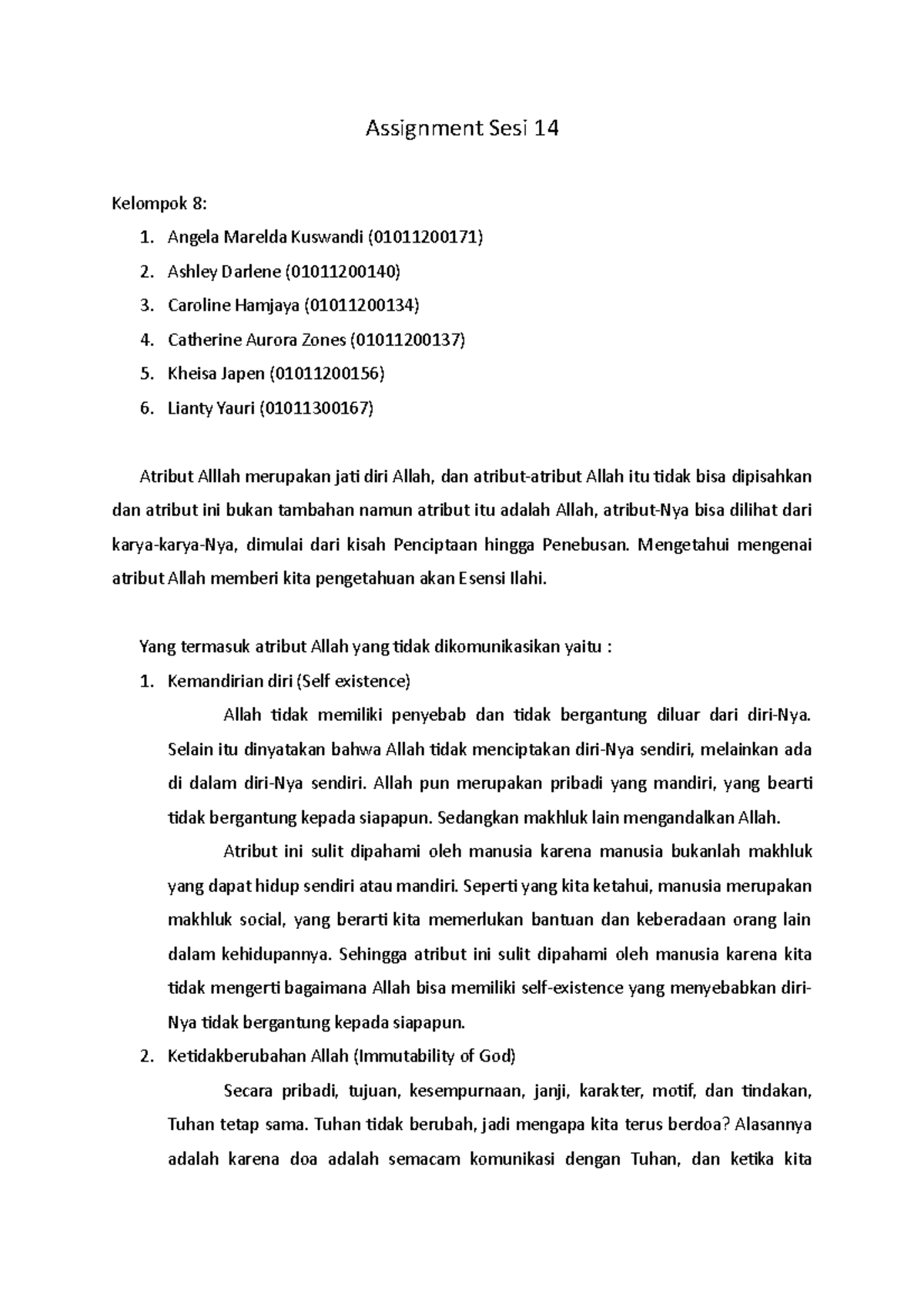 Assignment Sesi 14s54rydcgfhbv - Assignment Sesi 14 Kelompok 8: 1 ...