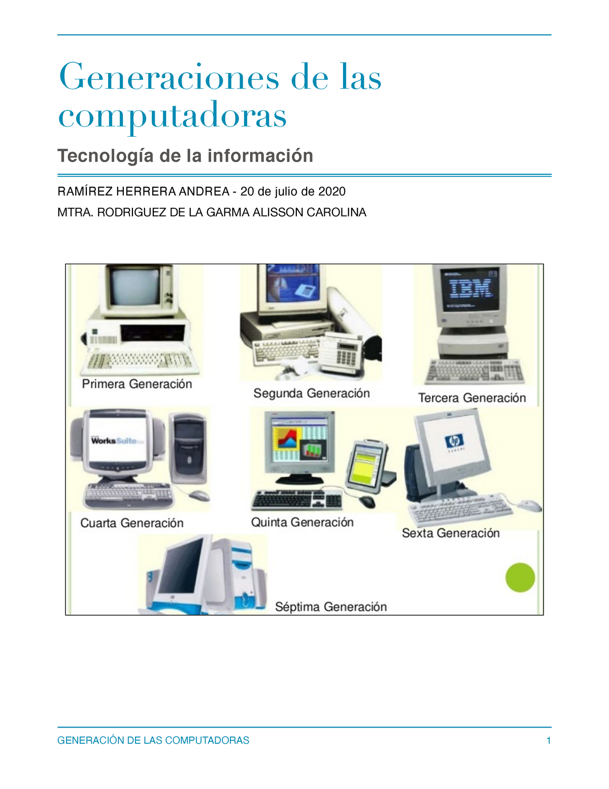 Generaciones - generacion computacional - Generaciones de las computadoras  Tecnología de la - Studocu