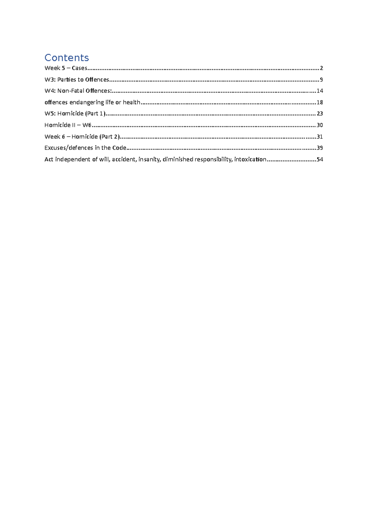 Crim Notes - exam version - Contents Week 5 – - Studocu