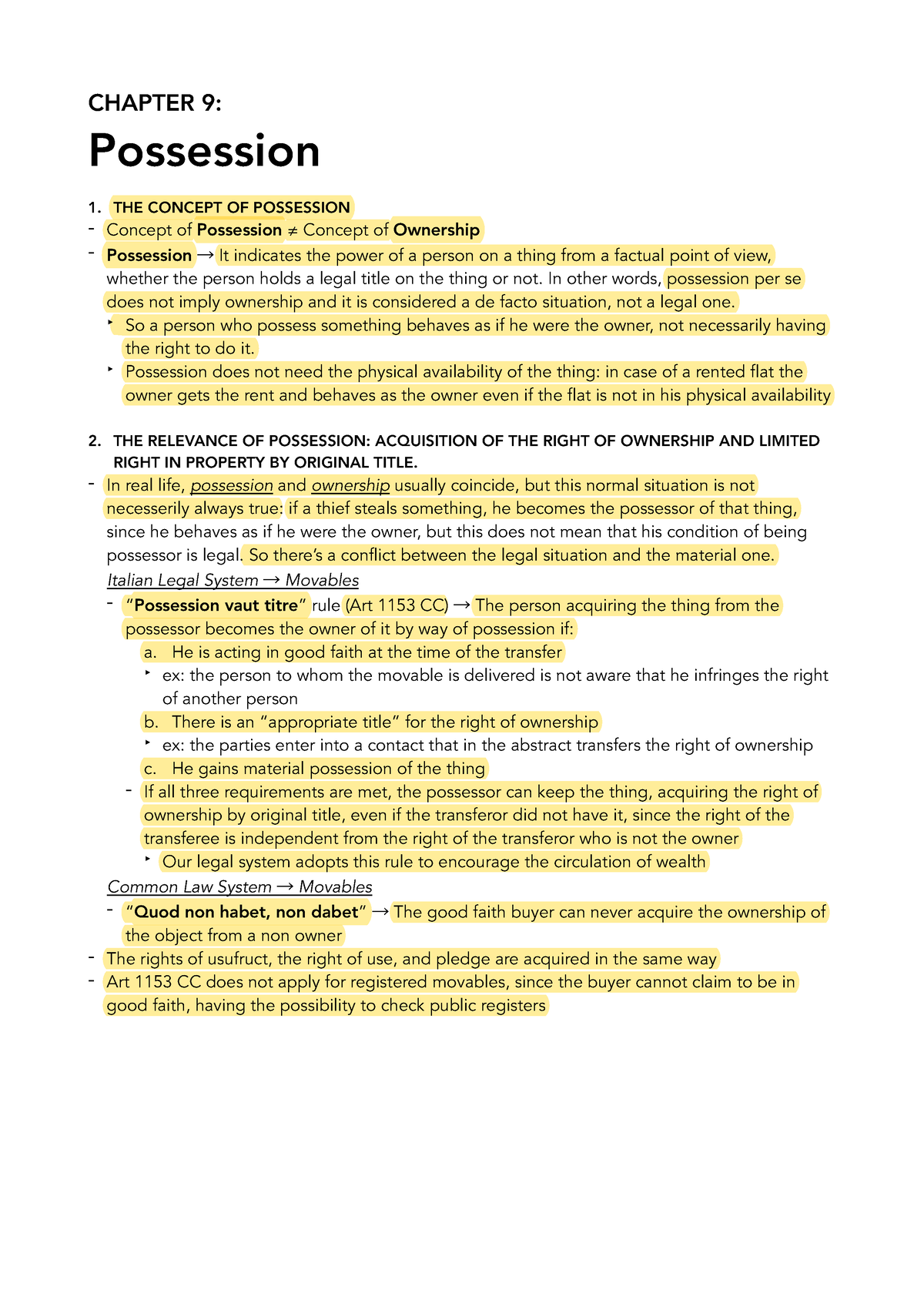 Chapter 9 - Possession - CHAPTER 9: Possession THE CONCEPT OF ...