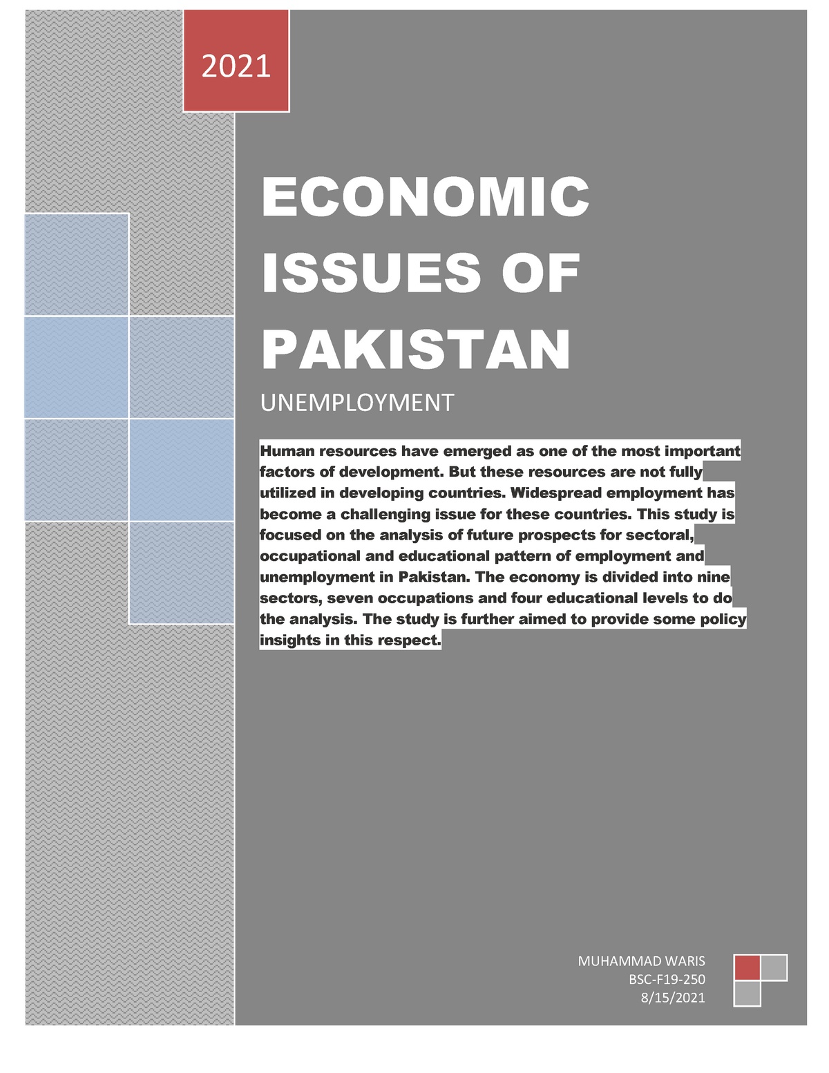 economic issues of pakistan research paper