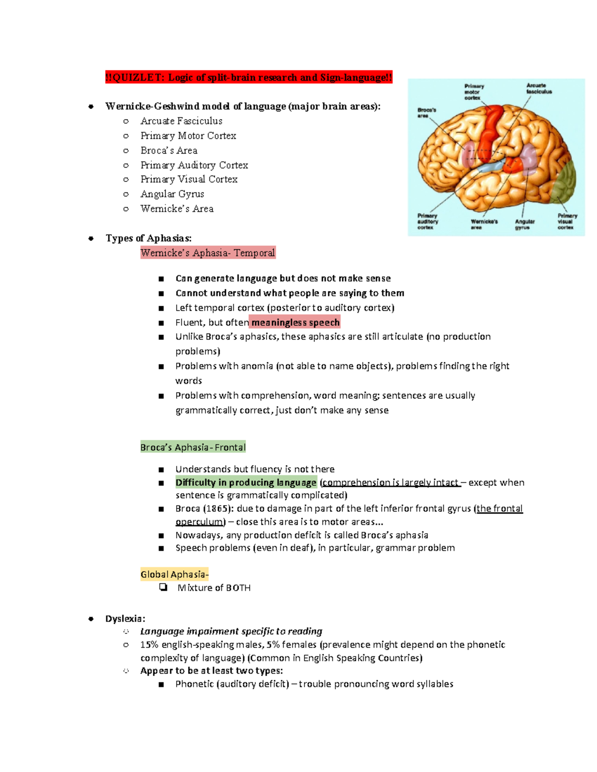 Lateralization and Language (Chapter 15) Final - !!QUIZLET: Logic of ...