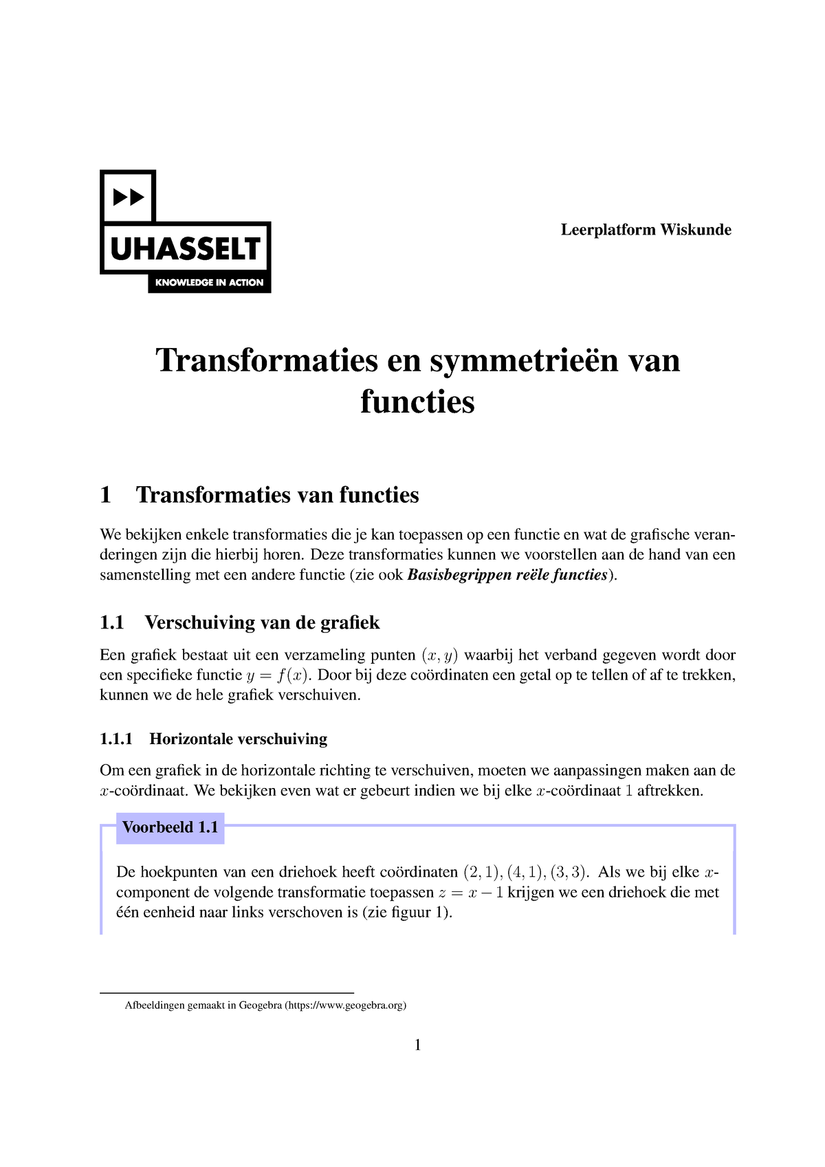 Transformaties Functies - Leerplatform Wiskunde Transformaties En ...