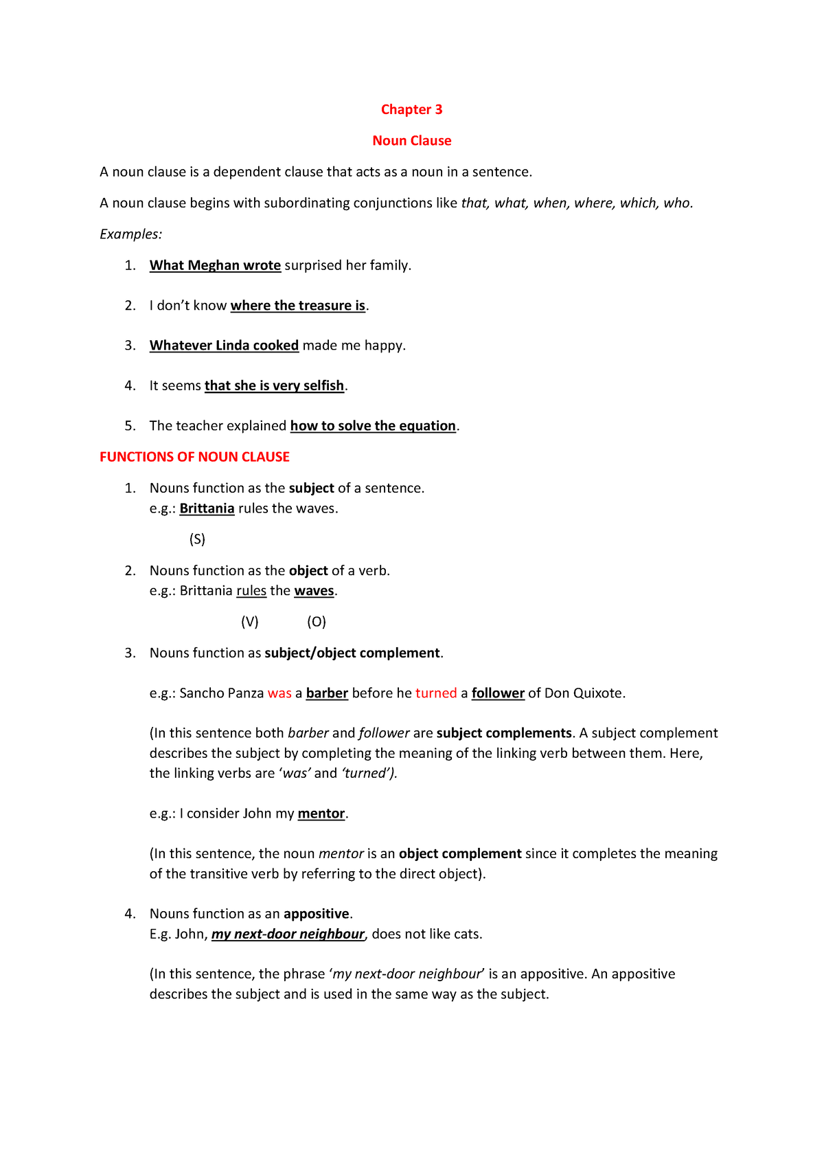 Noun Clause And Adverb Clause - Chapter 3 Noun Clause A Noun Clause Is 