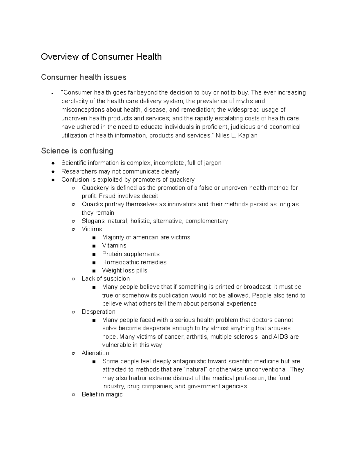 Overview of Consumer Health - Overview of Consumer Health Consumer ...