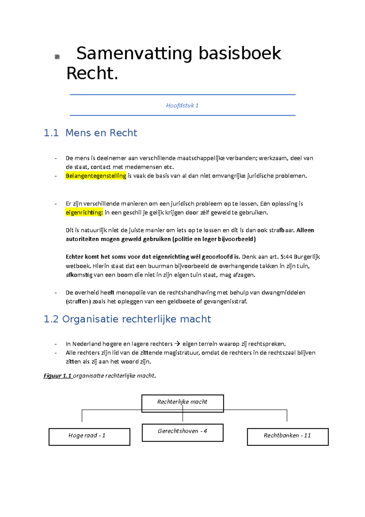 Samenvatting Basisboek Recht H1 T/m H4 - Samenvatting Basisboek Recht ...