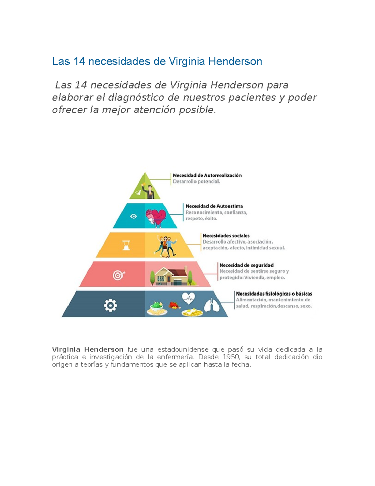 Virginia Henderson - Biografia - Las 14 necesidades de Virginia ...