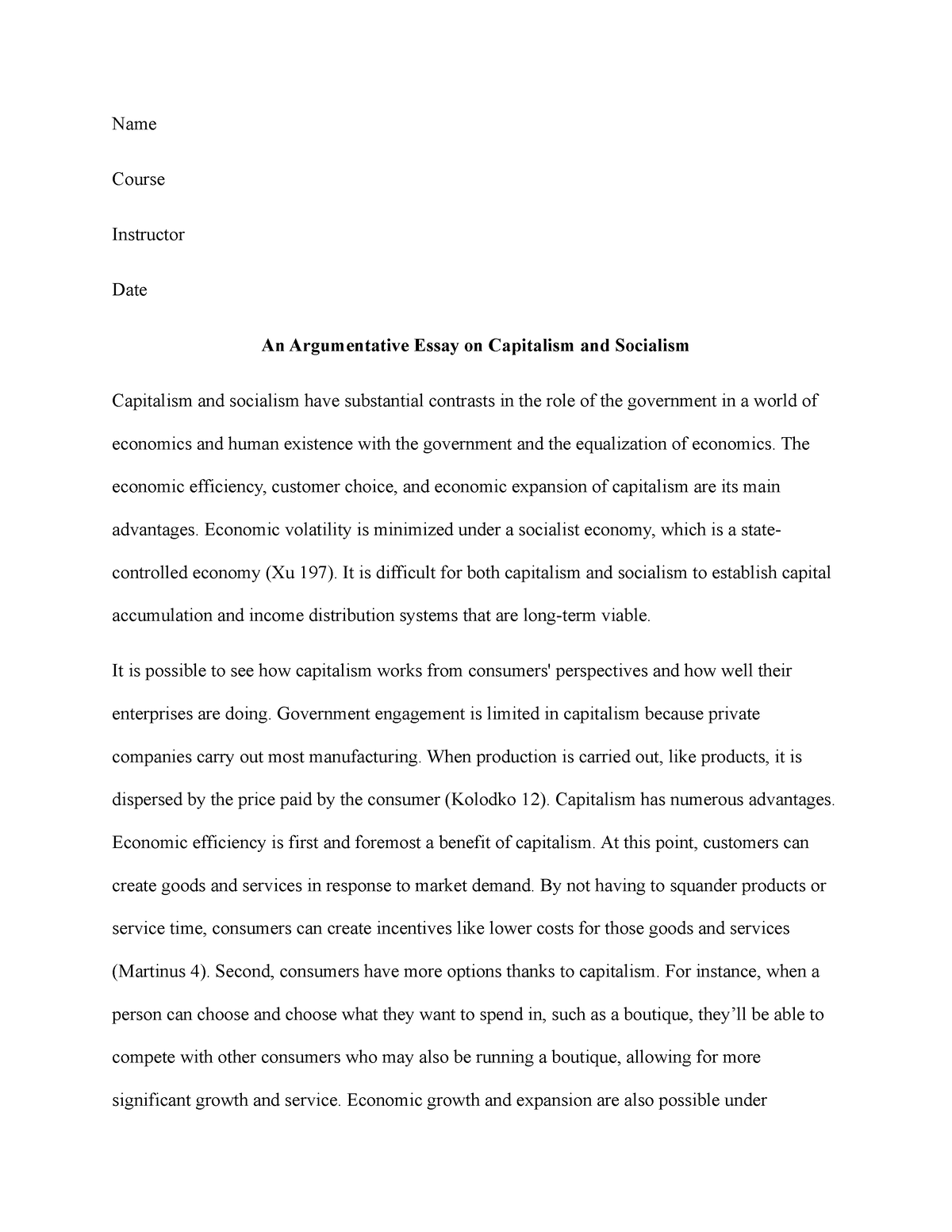 an outline for an argumentative essay about capitalism and socialism quizlet
