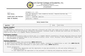 Lesson PLAN Skimming and Scanning - Teacher RUSELLE P. BARGAYO Grade ...