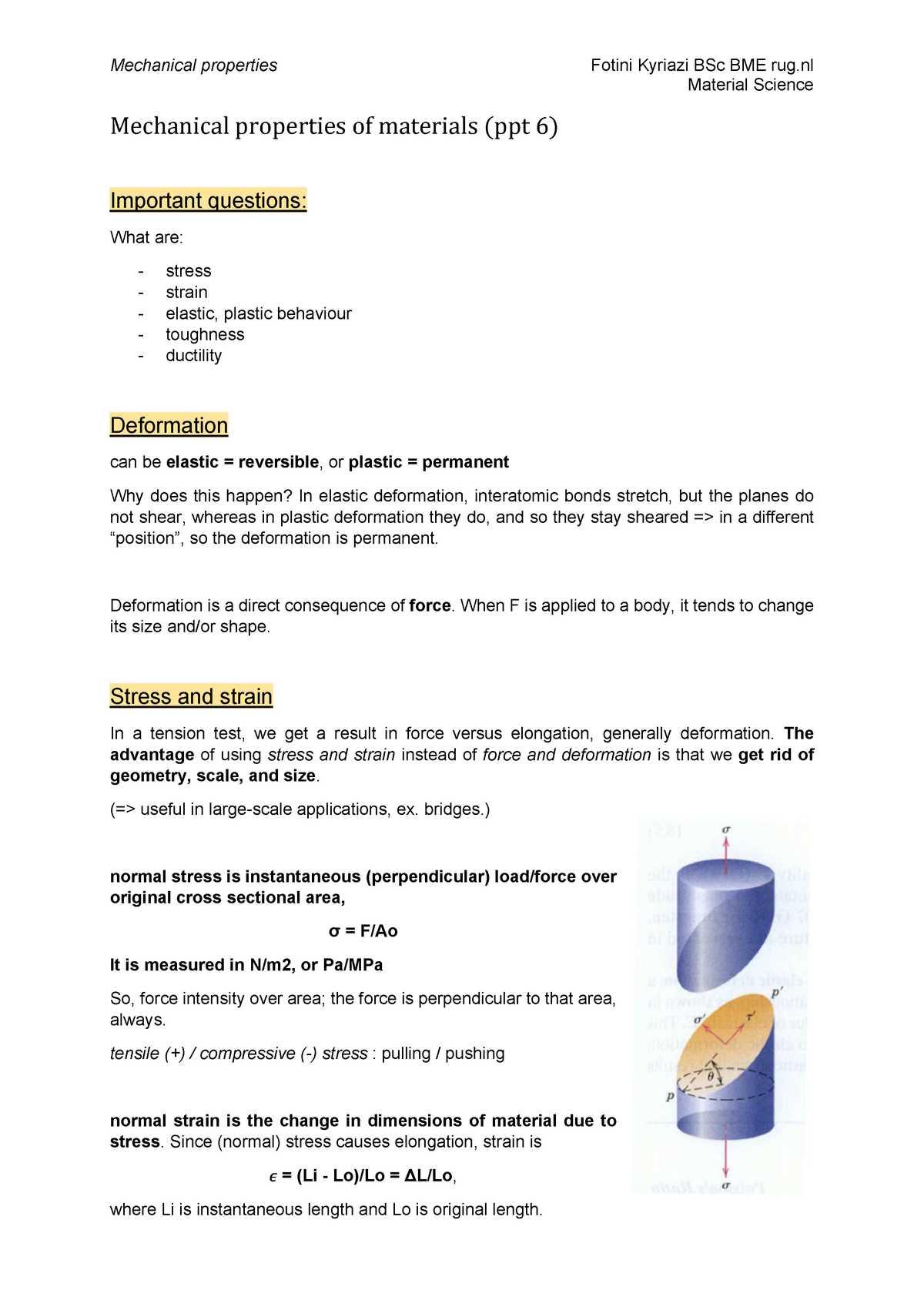 Mechanical Properties C6 MS - Material Science Mechanical Properties Of ...