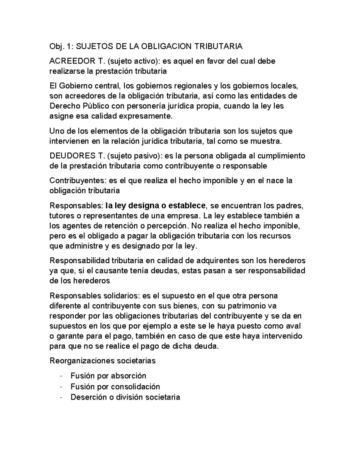 Tribu pc3 - apuntes - Obj. 1: SUJETOS DE LA OBLIGACION TRIBUTARIA ...