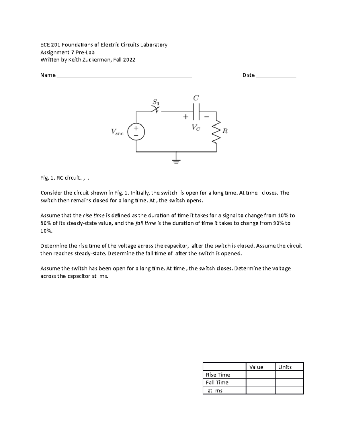 ECE-201 - Electric Circuits CourseWork LAB Material - ECE 201 ...