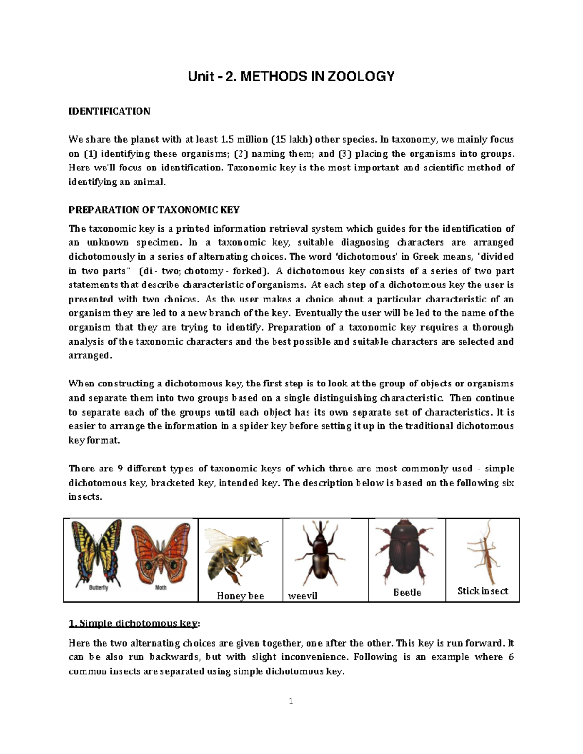 Unit 2 methods in zoologyconverted Unit 2. METHODS IN ZOOLOGY
