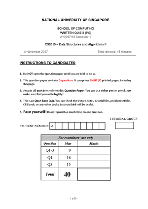 Exam 2015, questions - National University of Singapore School of ...