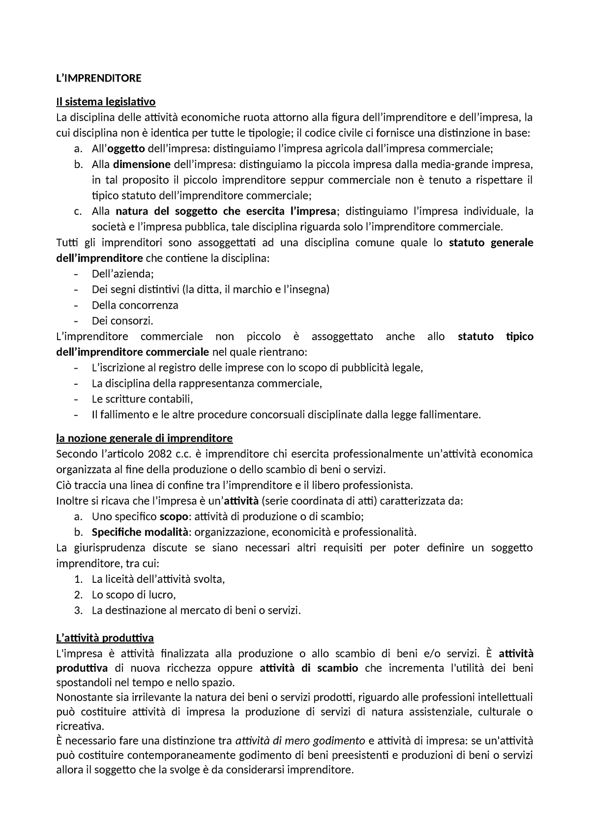 Diritto Commerciale Riassunto Completo - L’IMPRENDITORE Il Sistema ...