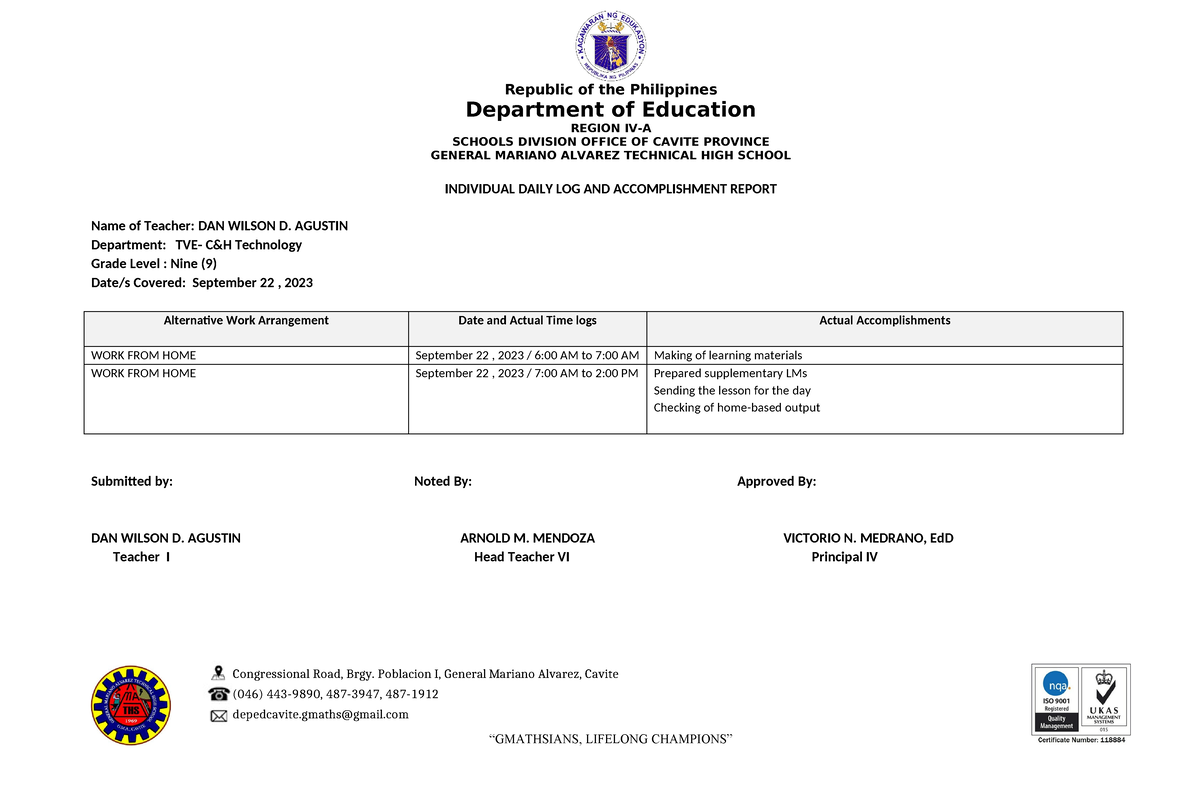 September WEEK 4 - Congressional Road, Brgy. Poblacion I, General ...