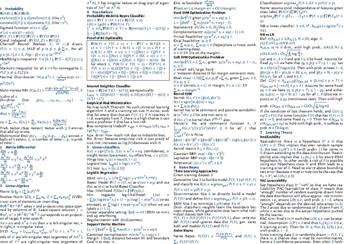 6 2 867 cheatsheet master-2 - 1 Probability E(AB)≥E(A)E(B). cvxfunc(E[X ...