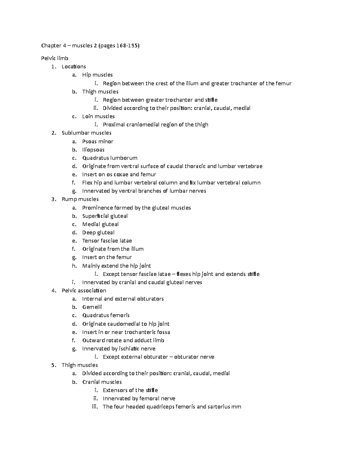 AGR 511 Muscles 2 Handout - Chapter 4 – muscles 2 (pages 168-195 ...