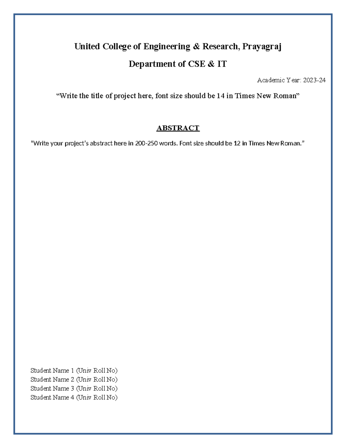 Abstract Format - Computers and Information Technology - United College ...