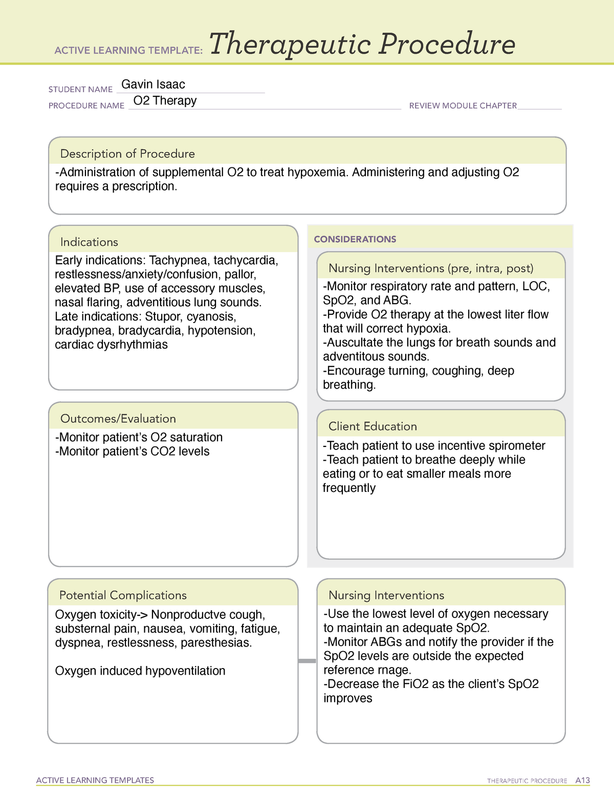 Active Learning Template Therapeutic Procedure Ati Ch 25 Pneumothorax