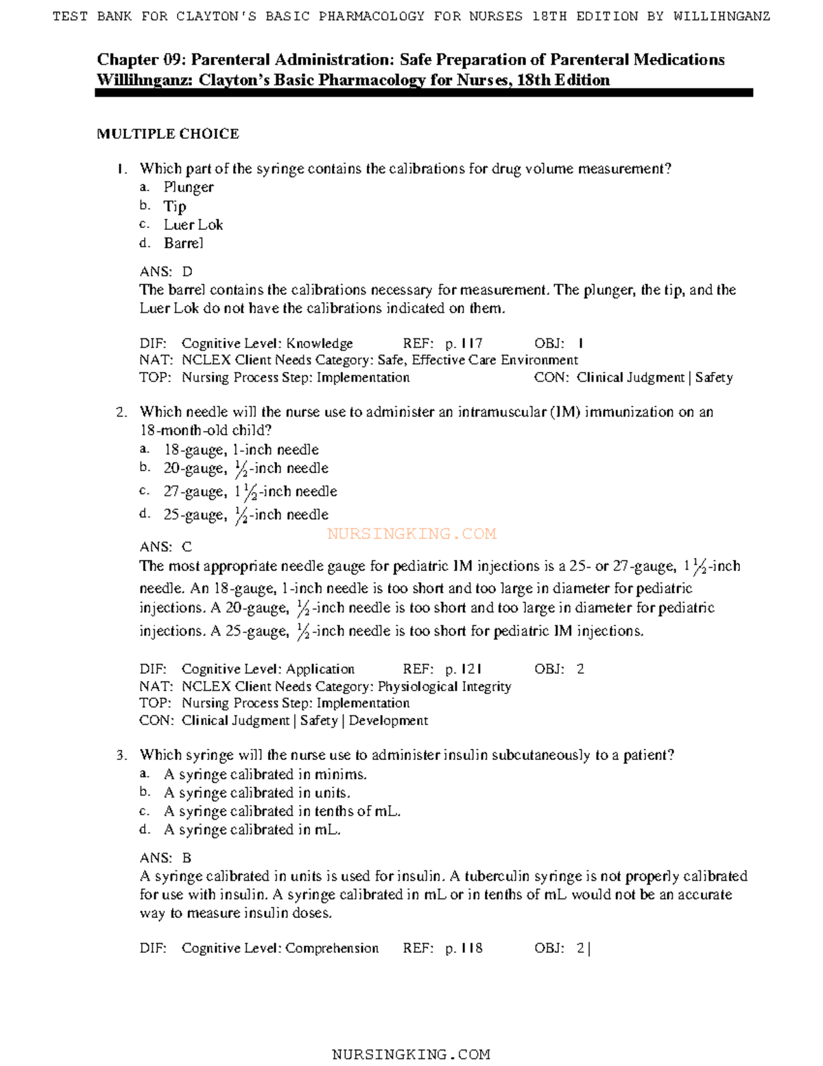 09 Use as a guide only NURSINGKING Chapter 09 Parenteral