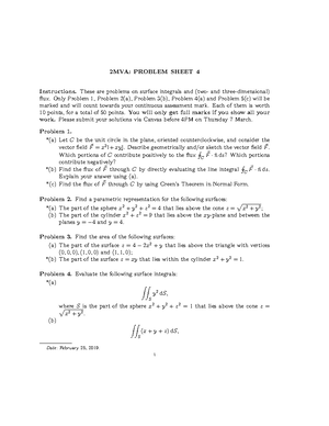 Example Sheet 2 Solutions - 2MVA: EXAMPLE SHEET 2 – SOLUTIONS Problem 1 ...