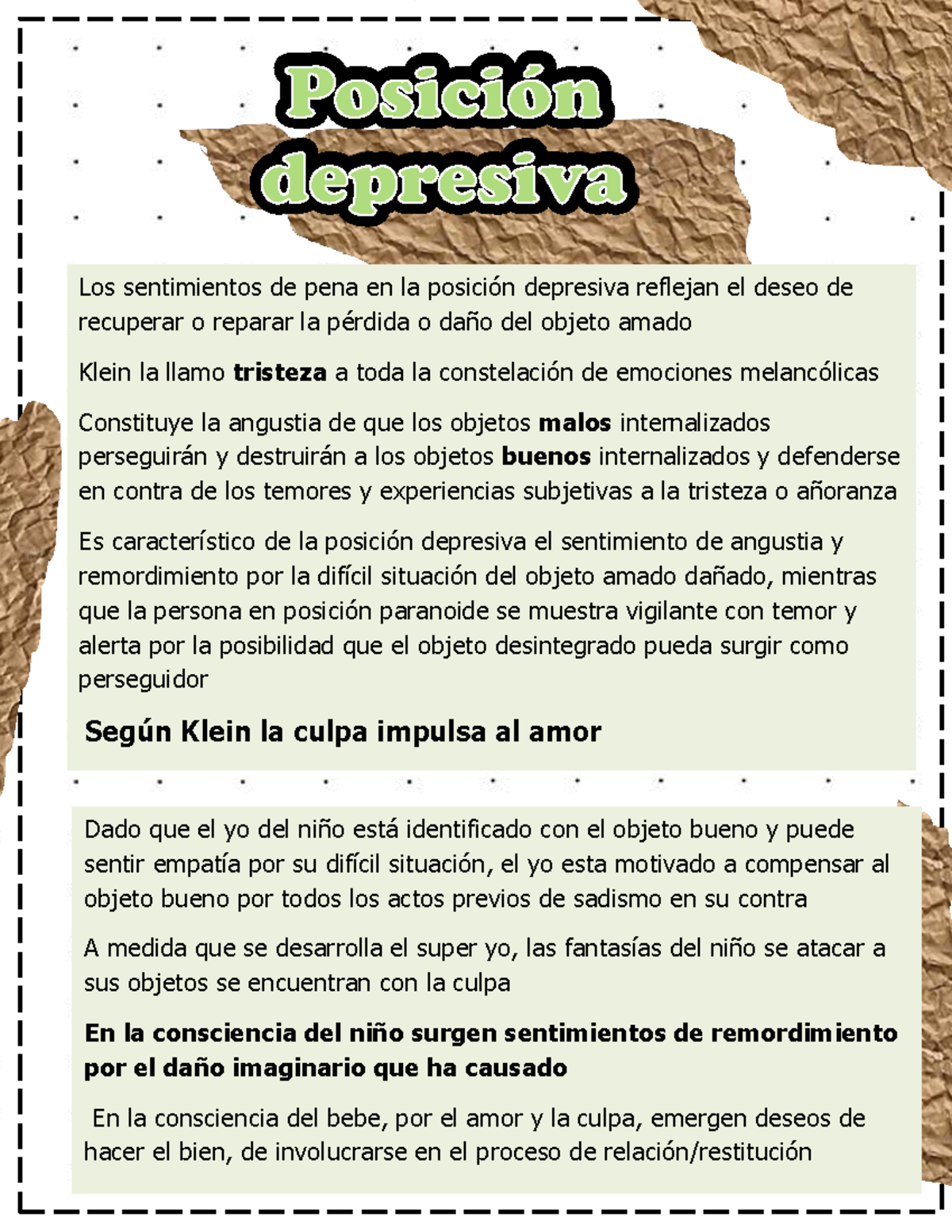 Melanie Klein y el desarrollo de la pocision depresiva adi Los