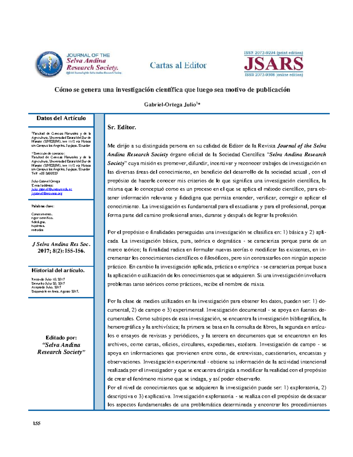 V8n2 a08 - jhvuygvbl - 155 Cómo se genera una investigación científica ...