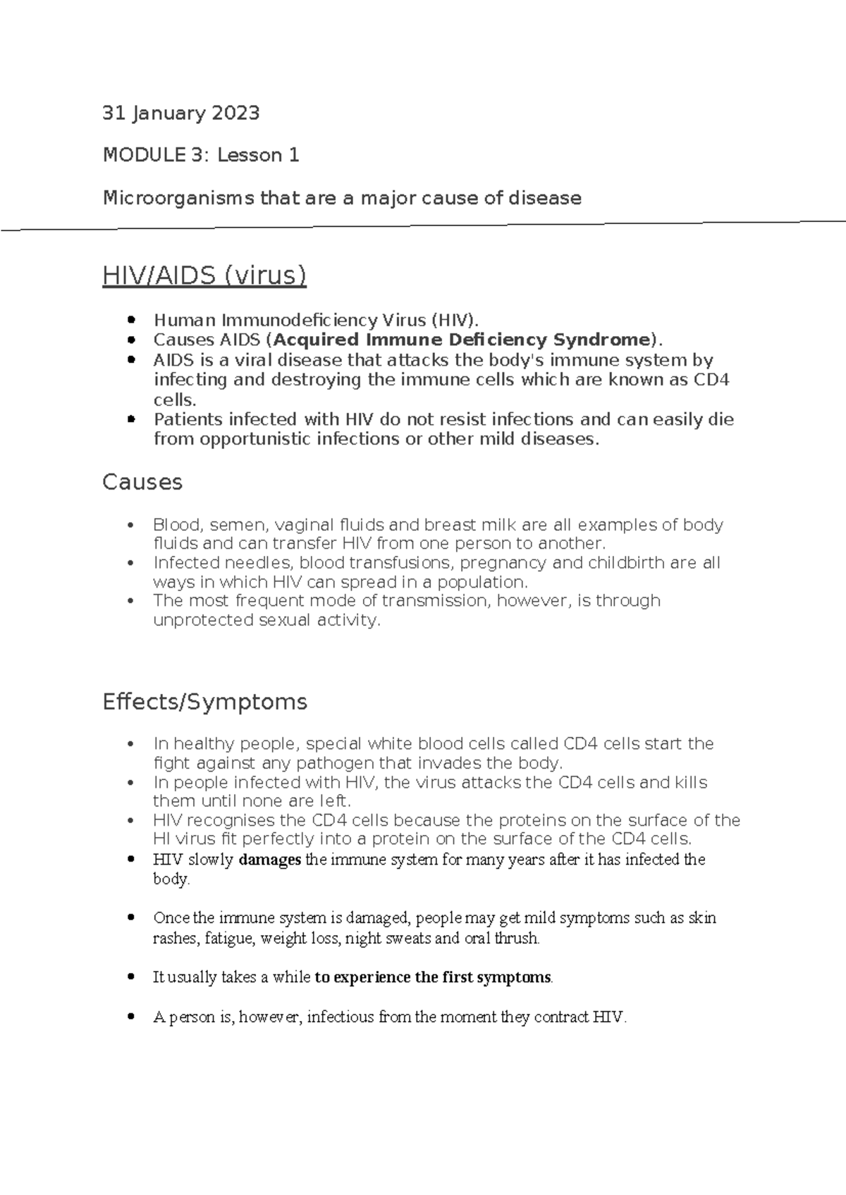 Module 3- Microorganisms that are a major cause of disease - 31 January ...