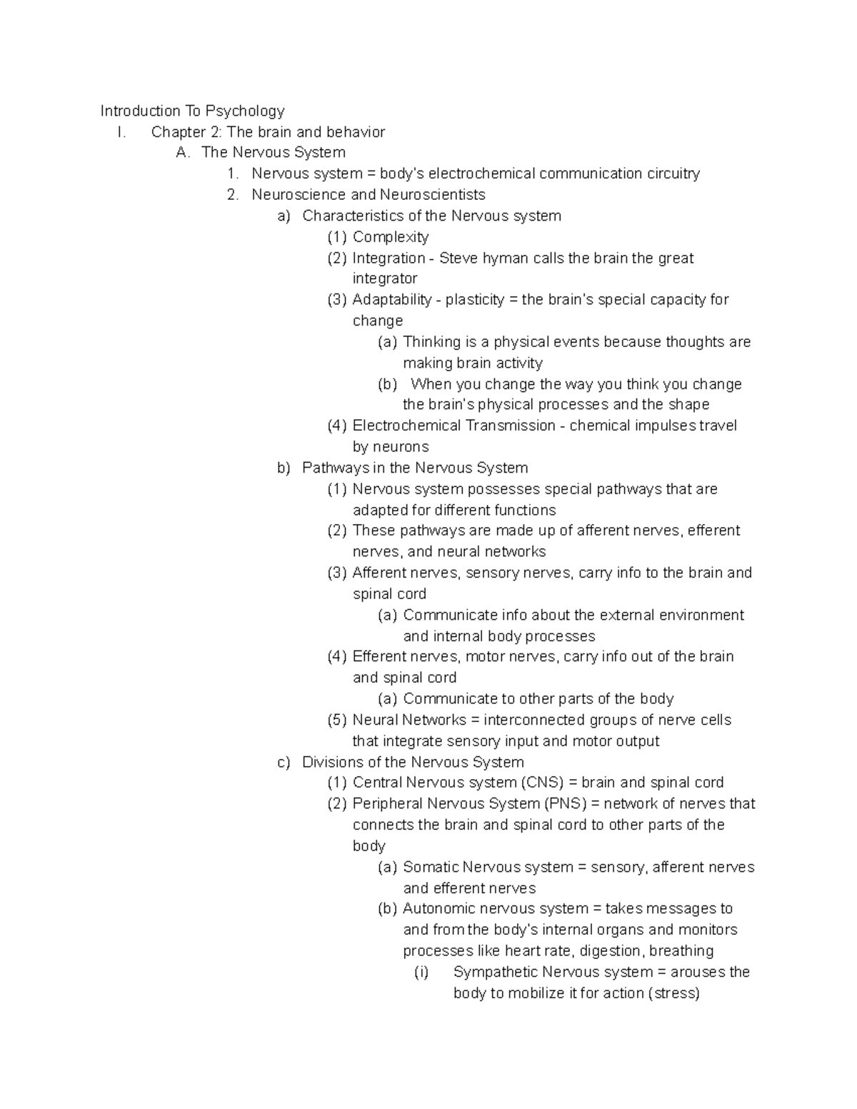 Intro To Psych Ch 2 The Brain And Behavior - Introduction To Psychology ...