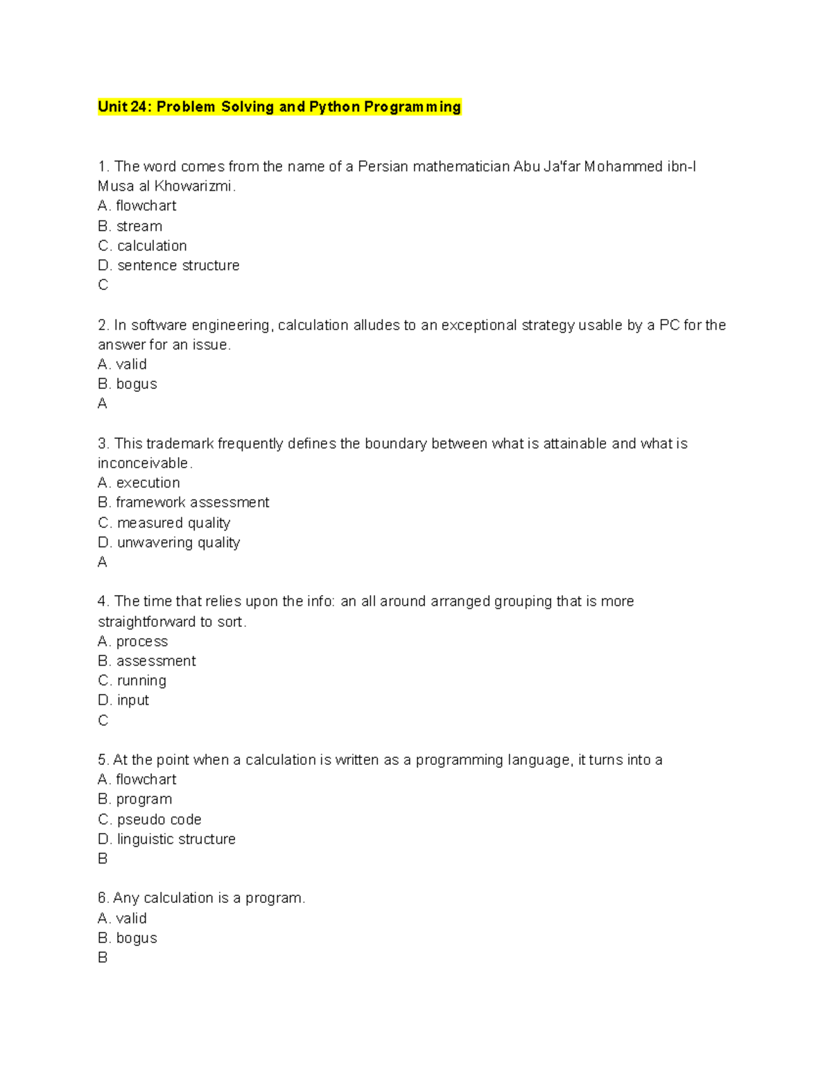 problem solving and python programming unit 2