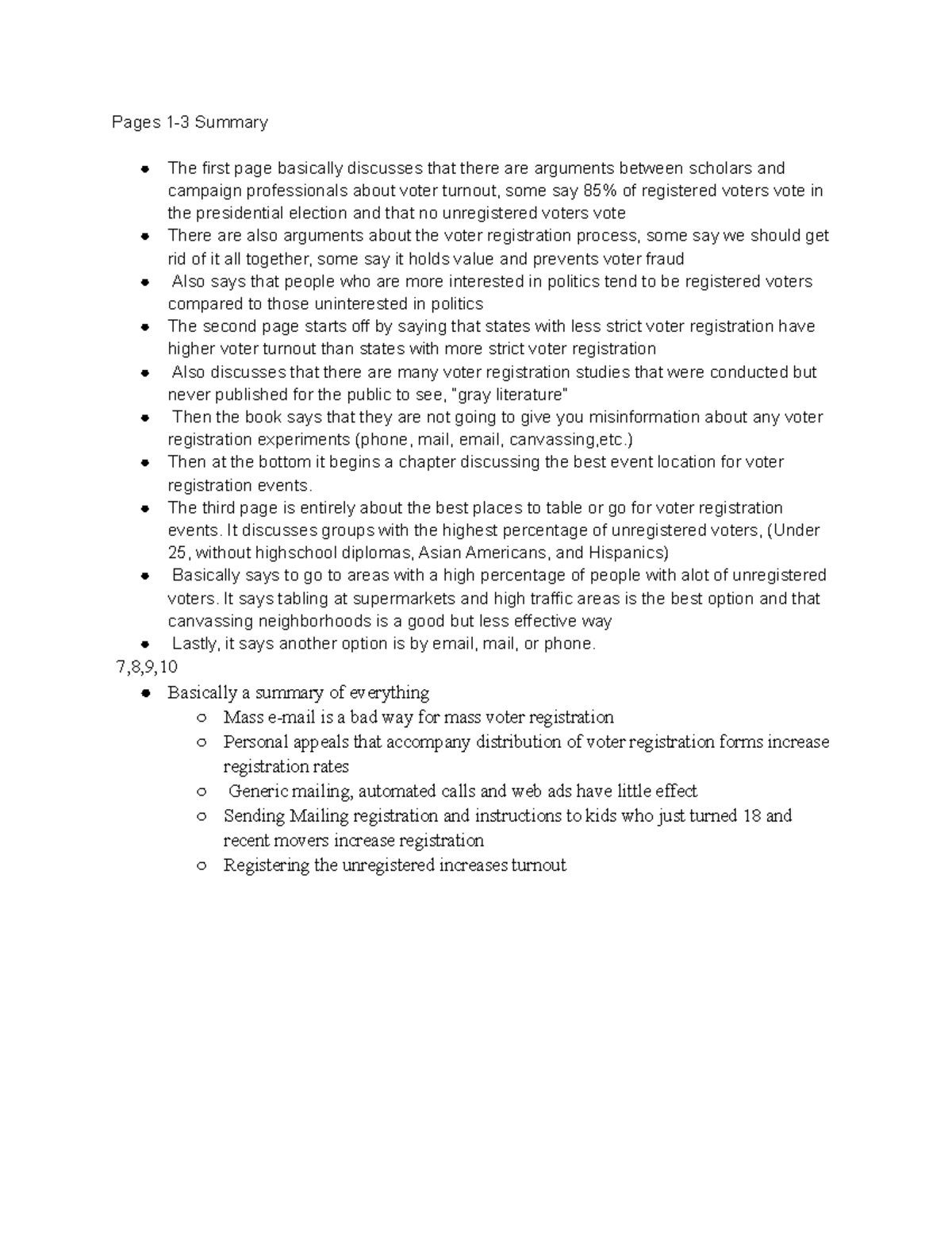 Chapter 10 Reading (Stockton Votes) Pages 13 Summary The first page