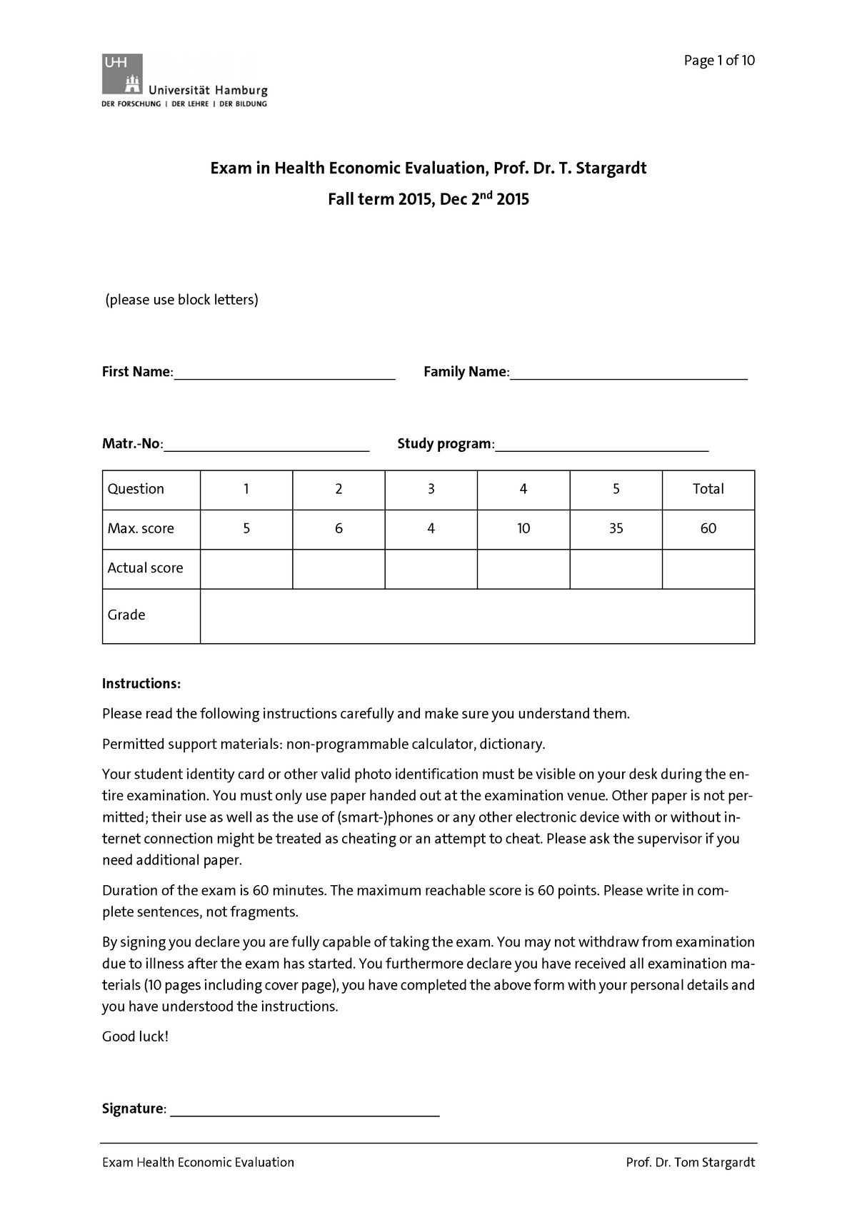 average typing test exam