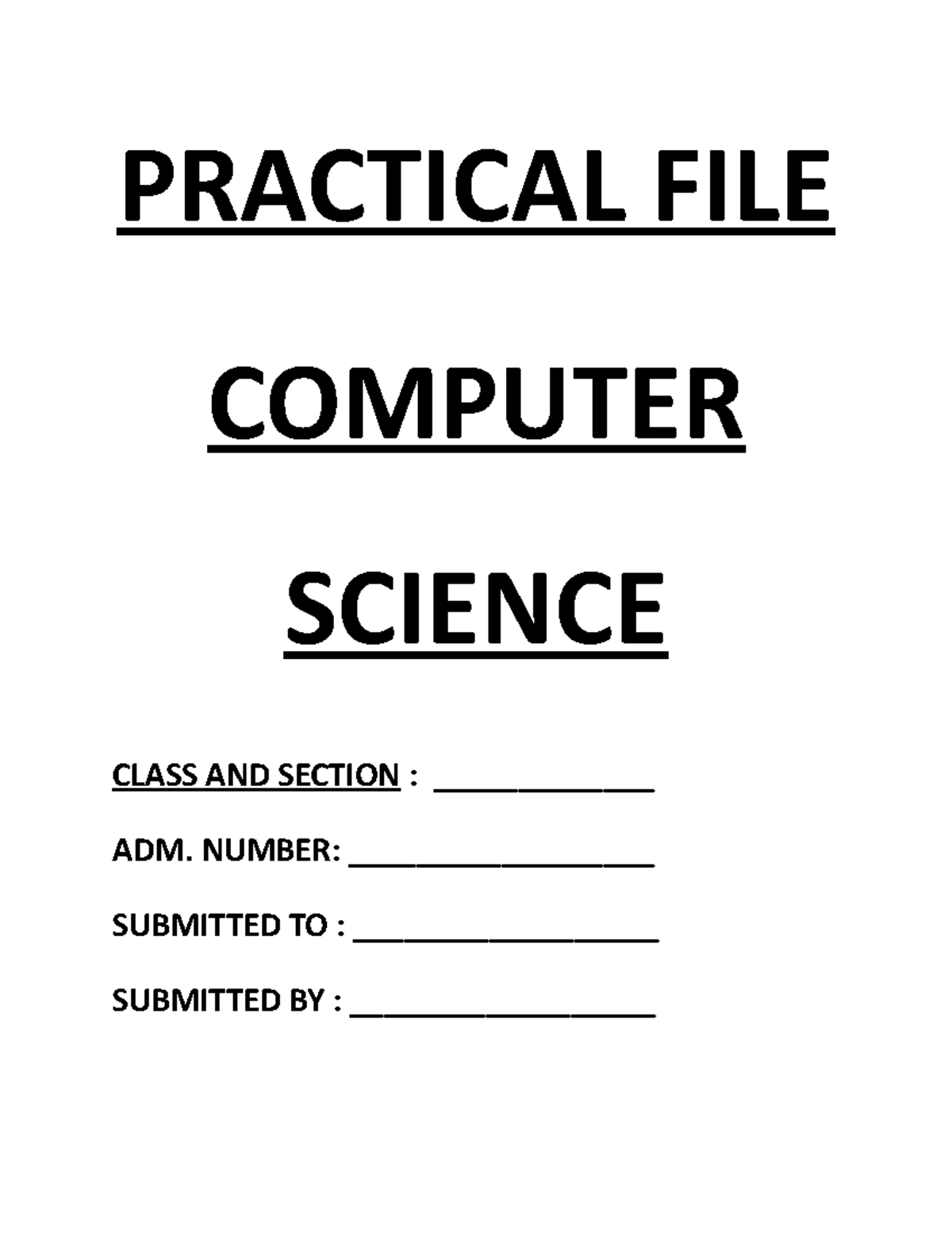 Practical file cl 7 - Hhjjj - PRACTICAL FILE COMPUTER SCIENCE CLASS AND ...