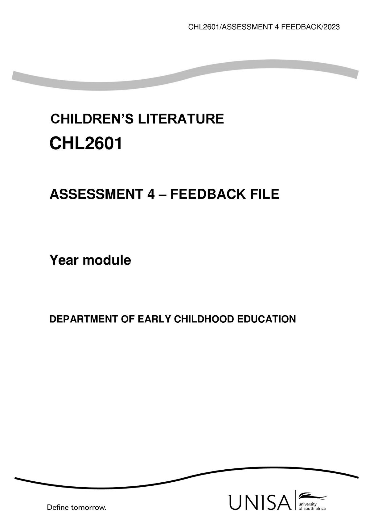 CHL2601 2023 Assessment 4 Feedback File - CHL2601/ASSESSMENT 4 FEEDBACK ...