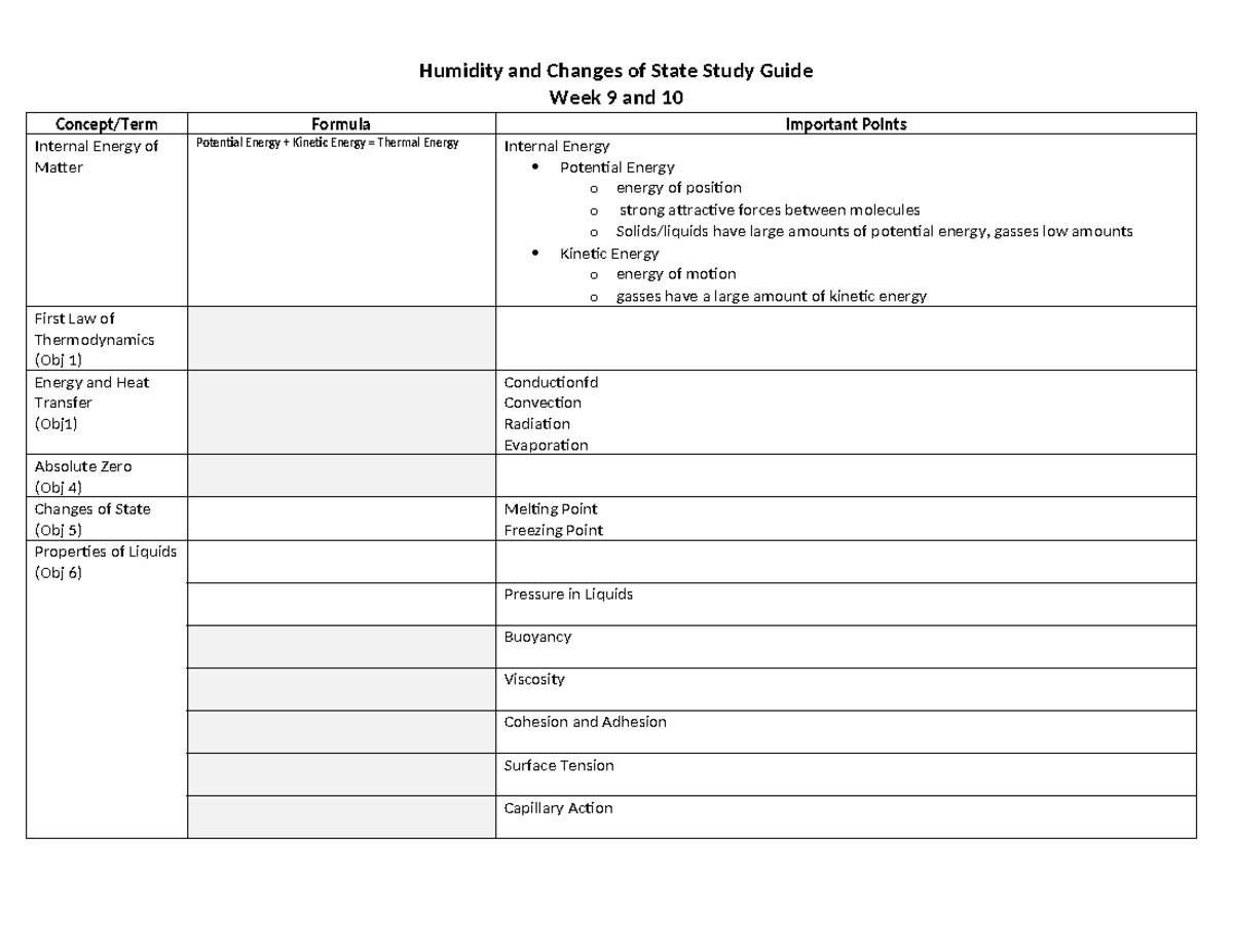 RTT 131 WK 9-10 Humidity and Changes of State Study Guide-2021 ...