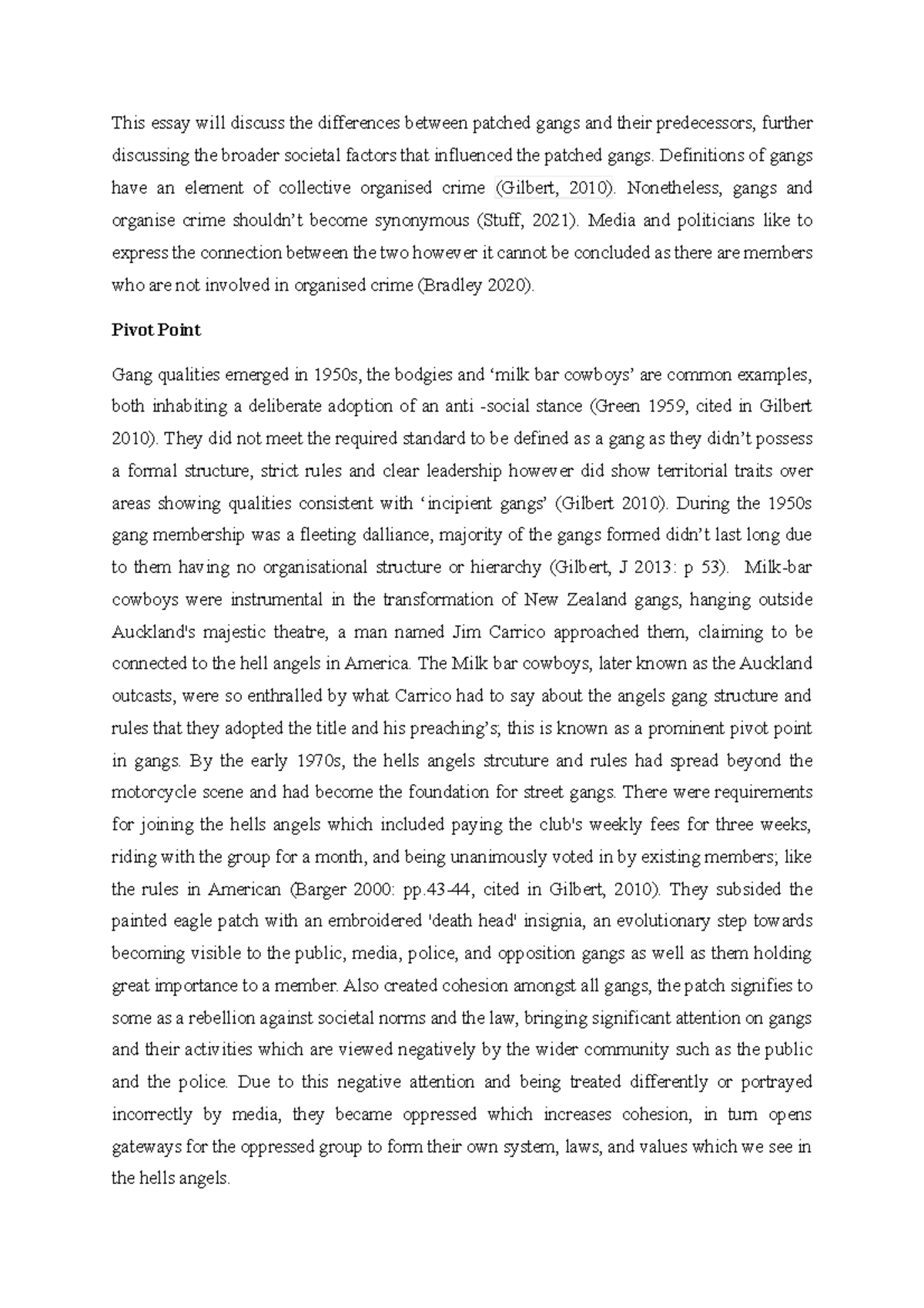 essay on history of gangs