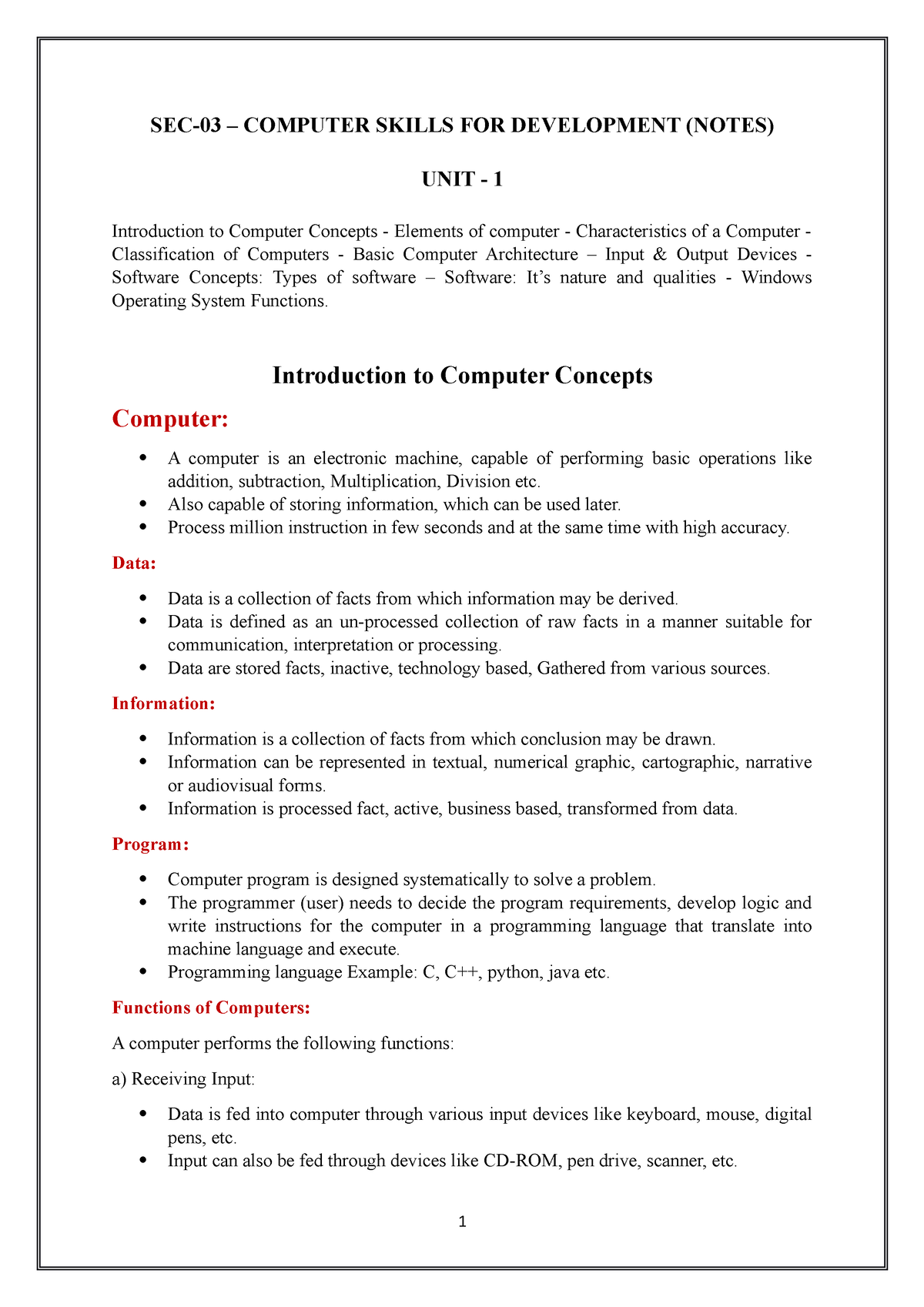 computer skills assignment