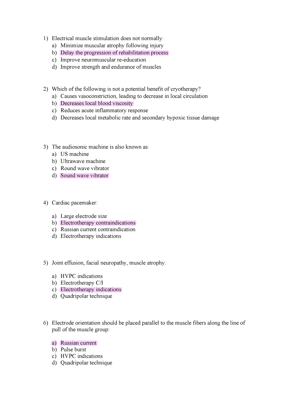 Electrotherapy Indications and Contraindications