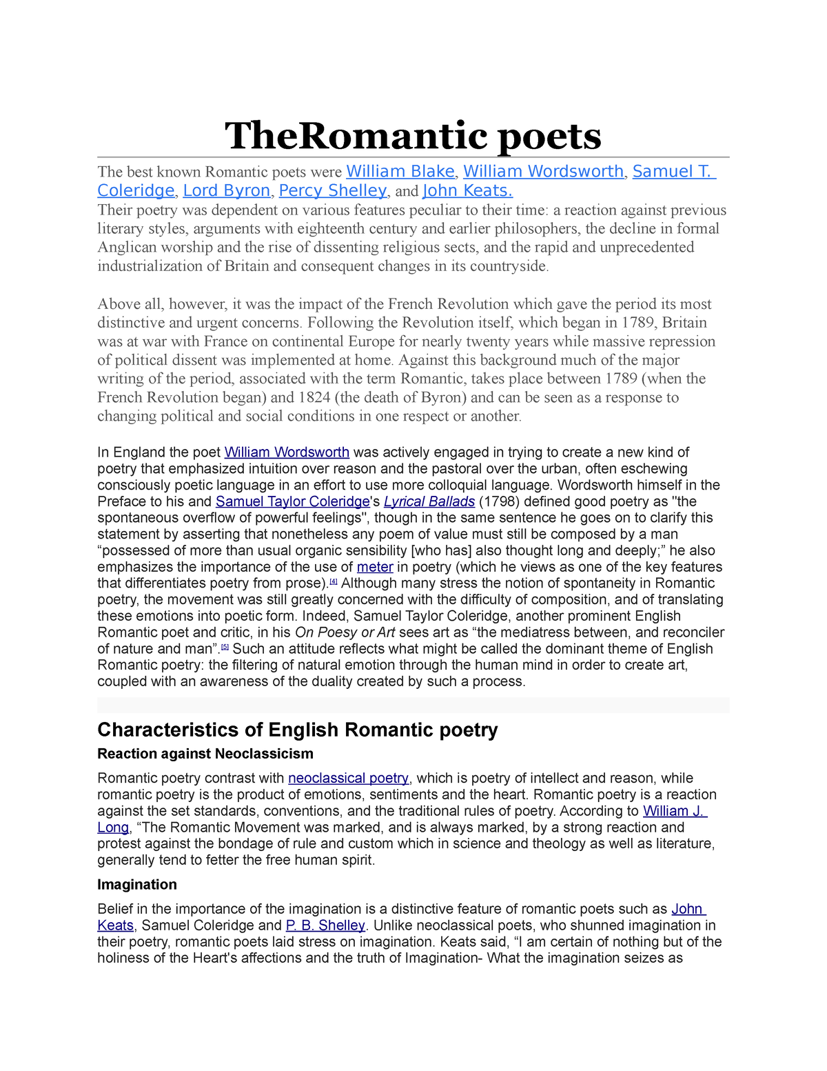 Meg1britishpoetry - TheRomantic Poets The Best Known Romantic Poets ...