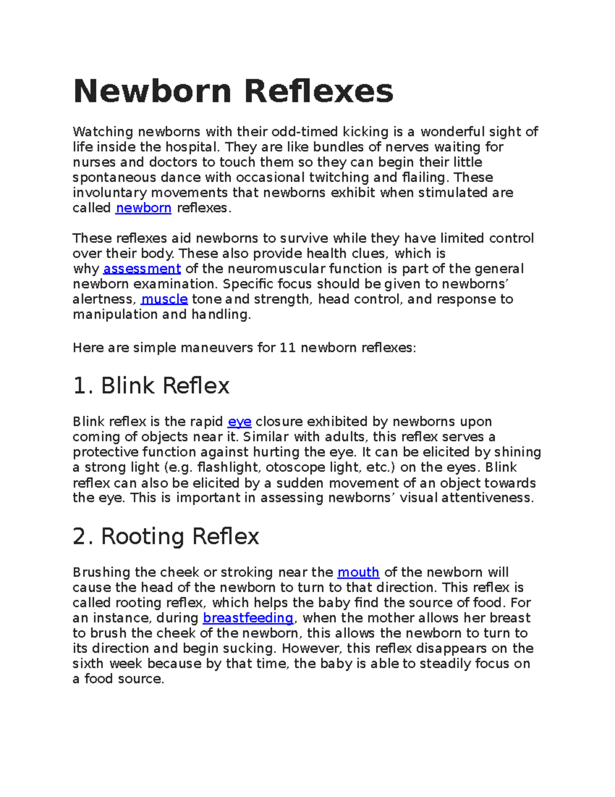 Newborn Reflexes Jag Newborn Reflexes Watching newborns with their