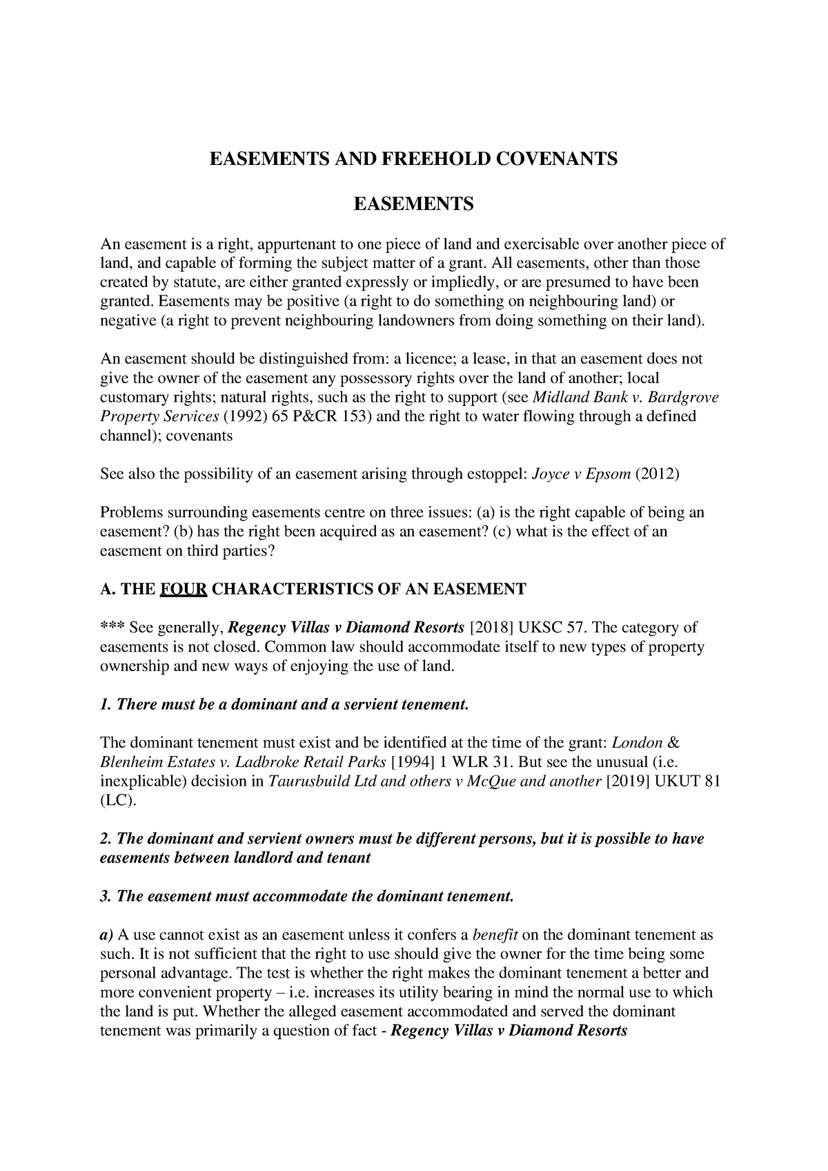 Handout 7 Easements And Covenants Easements And Freehold Covenants Easements An Easement Is 0511