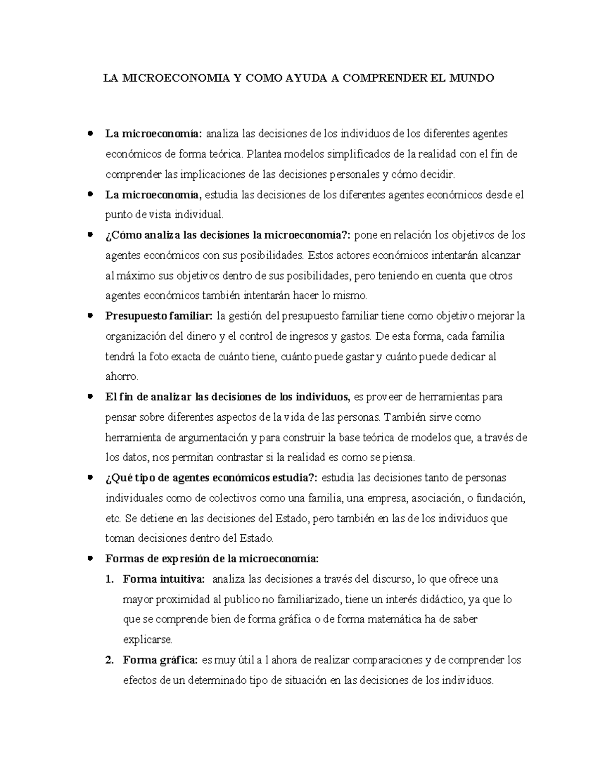 Resumen #1 Que Es La Microeconomia - LA MICROECONOMIA Y COMO AYUDA A ...