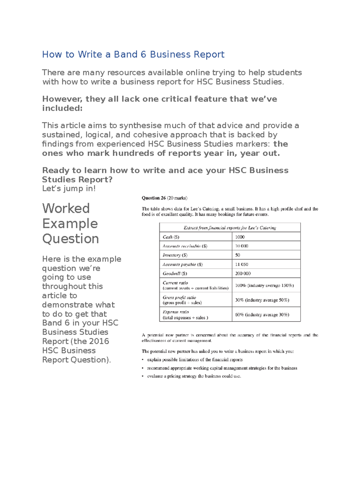 Business Report (Band 6) - How To Write A Band 6 Business Report There ...