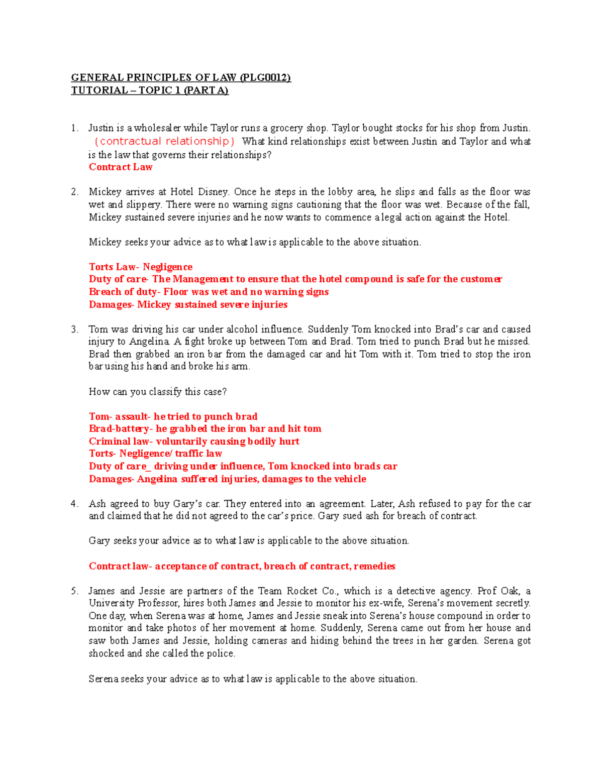 Introduction of law - GENERAL PRINCIPLES OF LAW (PLG0012) TUTORIAL ...
